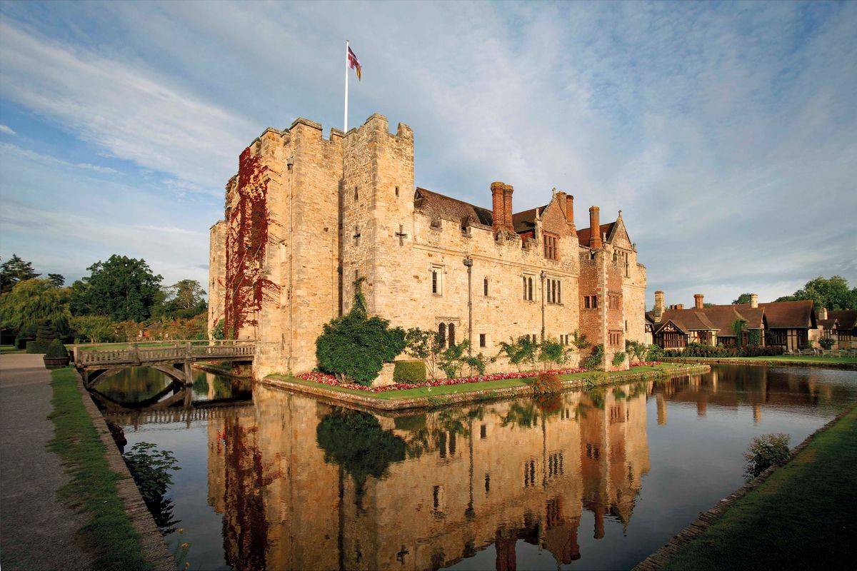 Hever Castle, in Kent, England, offers a 27-room bed-and-breakfast and a four-bedroom cottage as well as a moat and a drawbridge. You can get your own taste of nearly 1,000 years of pomp and lore for as little as $230 a night.  (COURTESY OF HEVER CASTLE AND GARDENS)