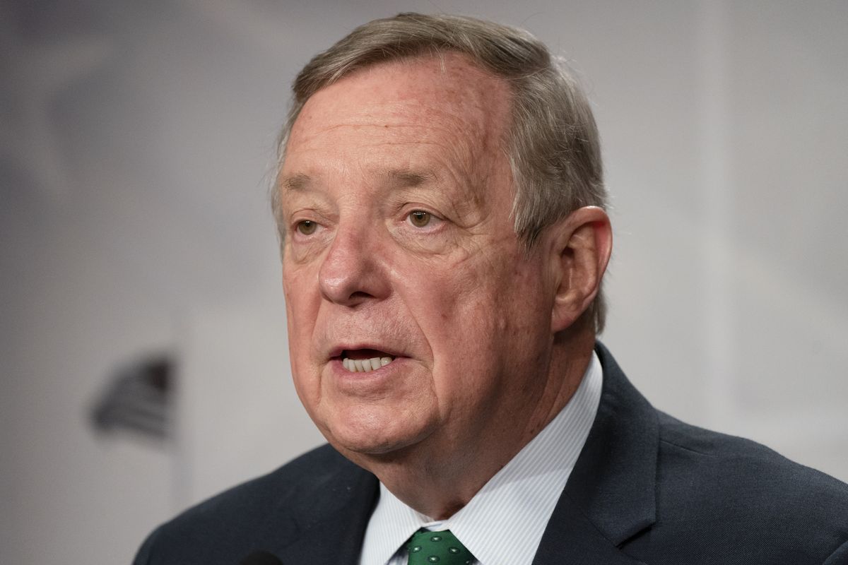 Sen. Dick Durbin, D-Ill., speaks to the media, Tuesday, March 2, 2021, on Capitol Hill in Washington.  (Jacquelyn Martin)