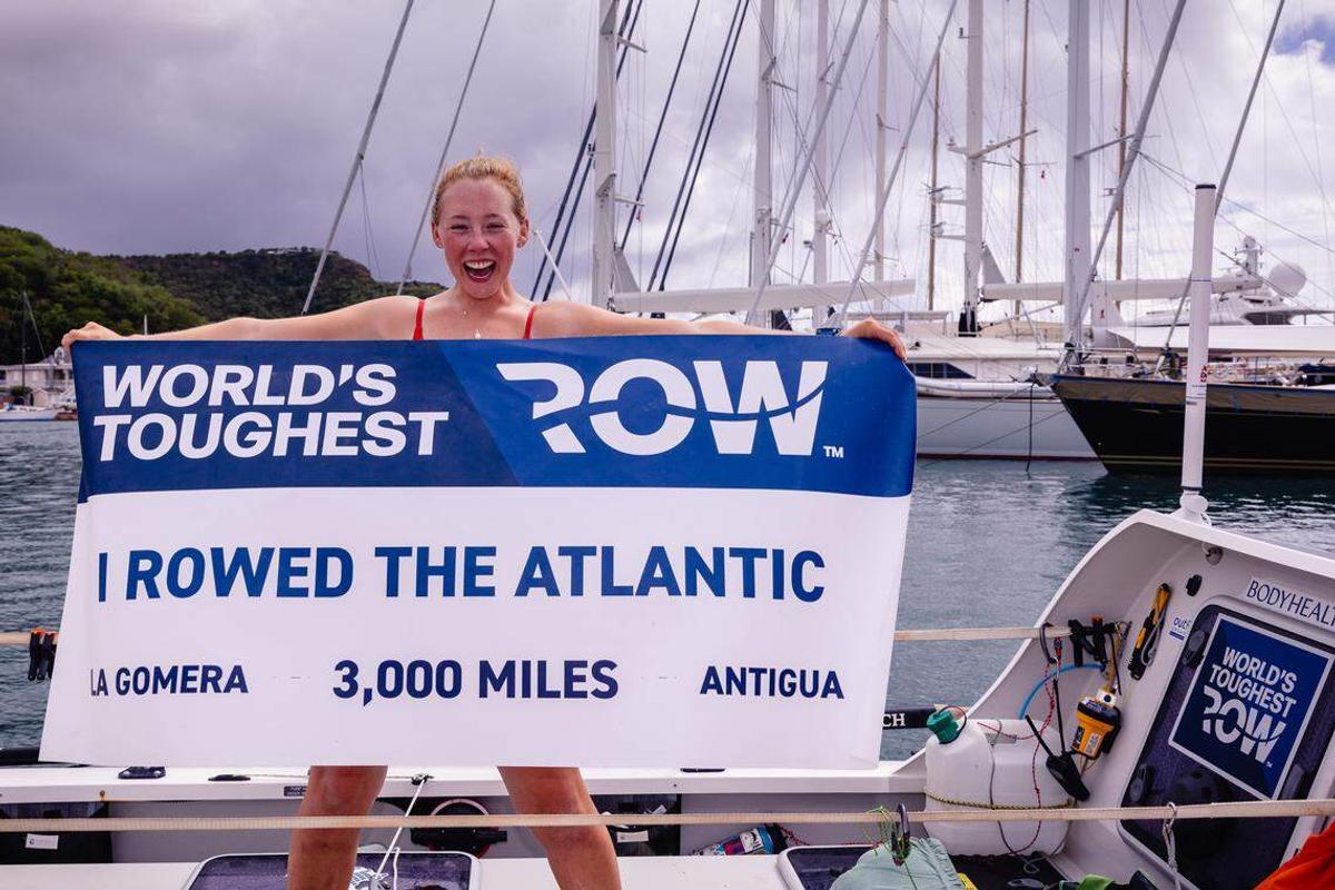 Taryn Smith, a former Redfish Lake Lodge employee, celebrates completing the World’s Toughest Row. (Penny Bird/World