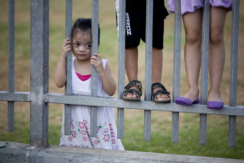 Children of foreign workers are seen Sunday in Tel Aviv, Israel. Chinese construction workers, Filipino elder-care aides, Thai farmers and others began arriving in Israel in the 1990s.  (Associated Press)