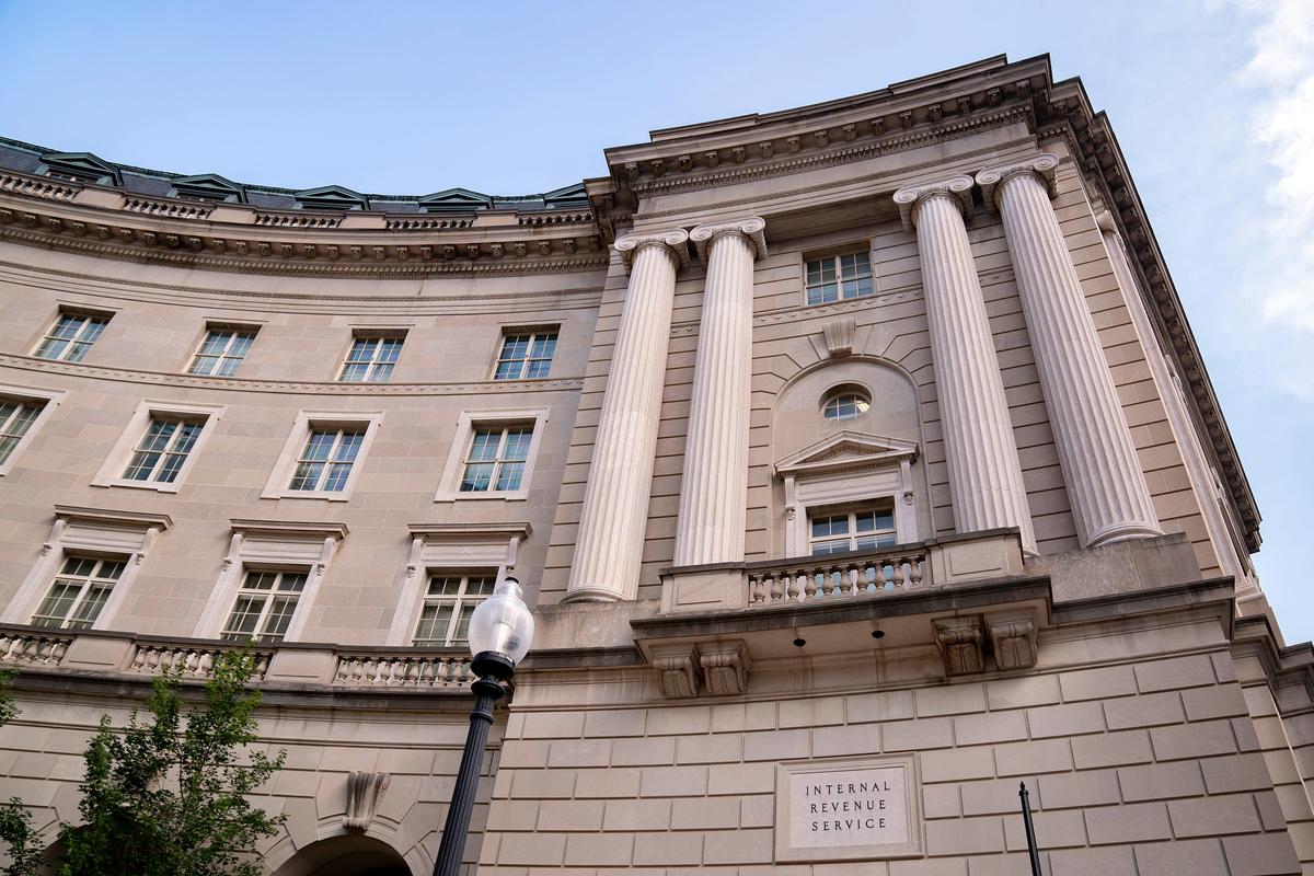 The headquarters of the Internal Revenue Service on Aug. 10, 2023, in Washington. The Trump administration is considering the establishment of a $1.7 billion fund to compensate the president’s allies and others investigated by the Justice Department under President Joe Biden, creating an ethical and political minefield for Republicans and the department’s leadership.  (STEFANI REYNOLDS)