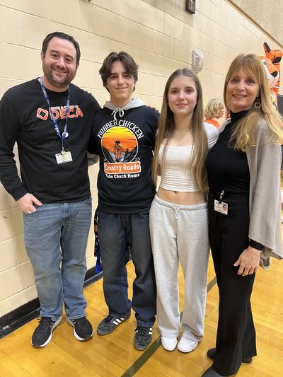 LC senior Marton Mezei was selected a finalist for the U.S. Presidential Scholar award. From left, his teacher Matt Filippini, Mezei, his sister Reka Mezei and mom Andrea.  (Courtesy Matt Filippini)