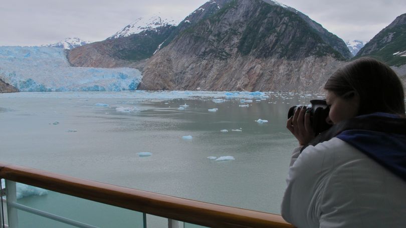 Photographing the North Sawyer Glacier and Tracy Arm Fjord from the deck of the Disney Wonder during a 2012 Alaska cruise. (Cheryl-Anne Millsap / Photo by Cheryl-Anne Millsap)