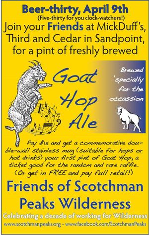 Goat Hop Ale was brewed in honor of the Friends of the Scotchman Peaks Wilderness.