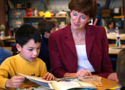 
First-grader Eric DeBolt reads 