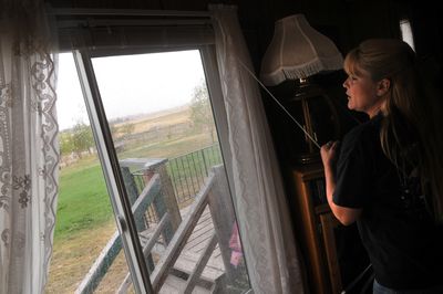 Lisa Long says the music played at Fairchild Air Force Base several times a day is loud even from inside her home  in Airway Heights.  (Rajah Bose / The Spokesman-Review)