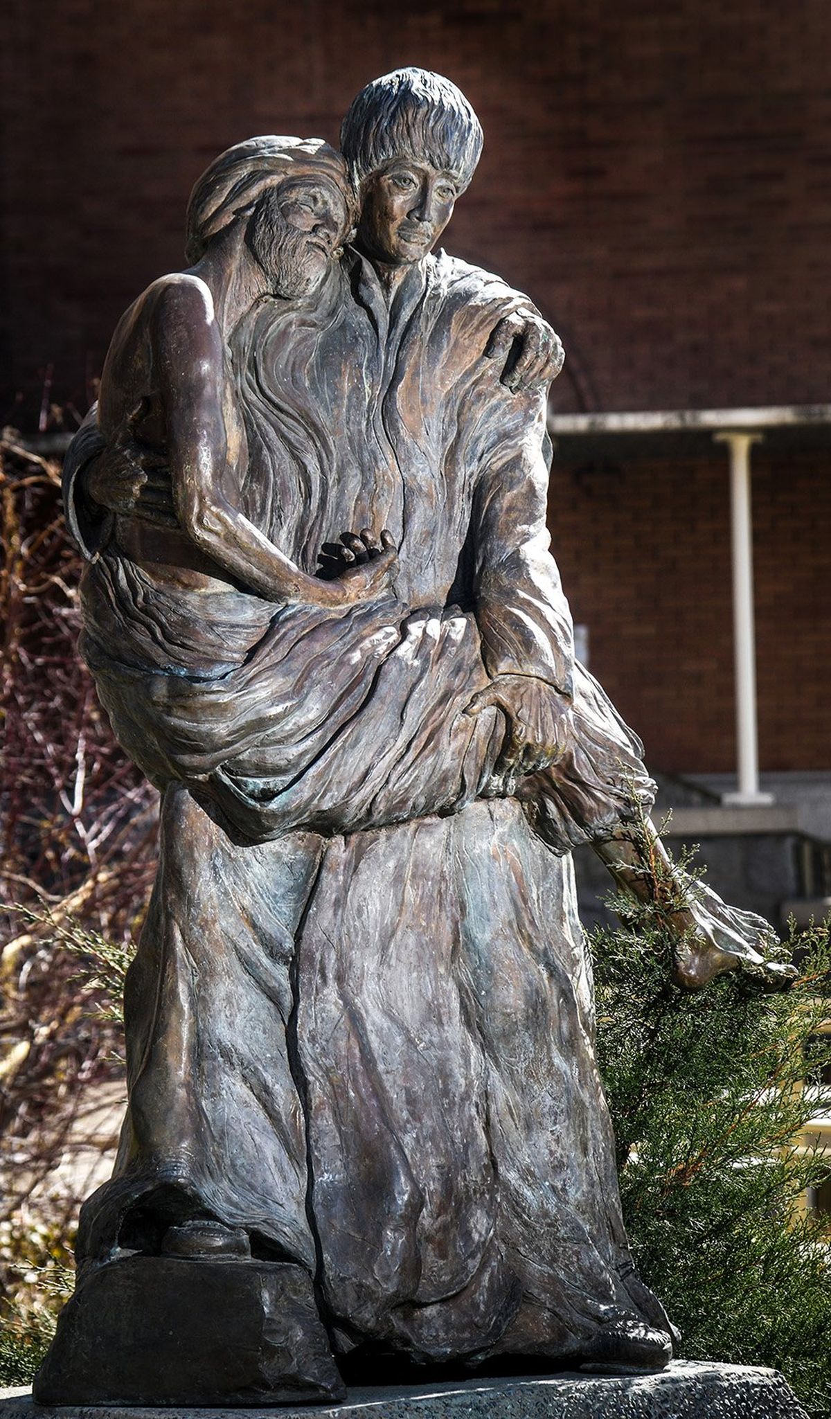 The Saint Aloysius Gonzaga statue outside the front entrance to St. Aloysius Church on the GU campus in Spokane.  (Dan Pelle/THESPOKESMAN-REVIEW)