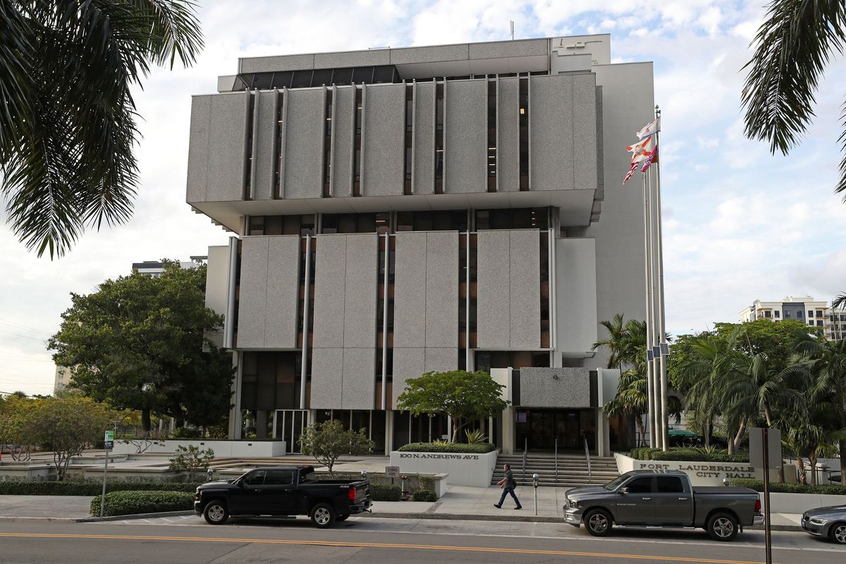 Fort Lauderdale City Hall, shown on Wednesday, has been closed since a record-breaking storm dumped 26 inches of rain on the city on April 12.  (John McCall/South Florida Sun Sentinel/TNS)