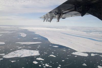 In this July 29  file photo large pieces of ice are seen drifting after separating from the Ward Hunt Ice Shelf. A chunk of ice shelf nearly the size of Manhattan has broken away from Ellesmere Island.   (Associated Press / The Spokesman-Review)