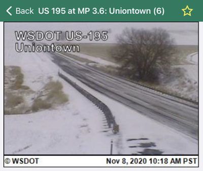 Slick roads and crashes forced the closure of U.S. Highway 195 near Pullman on Sunday, Nov. 8, 2020.  