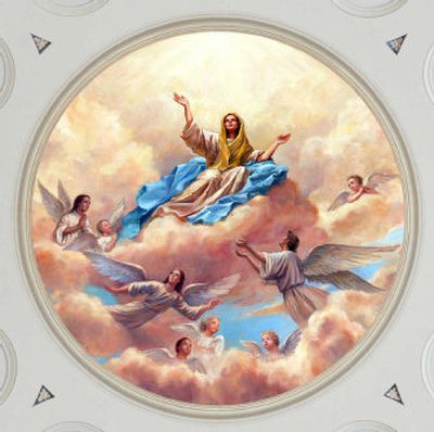
A mural depicting the Virgin Mary graces one of the three main domes  in the Basilica of the Assumption in Baltimore, which reopened Saturday. 
 (Associated Press / The Spokesman-Review)