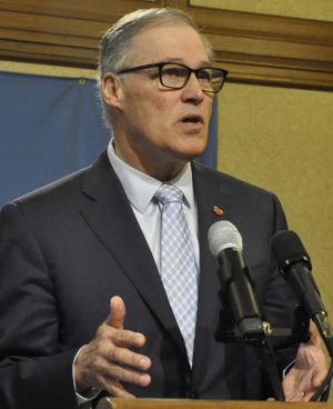 OLYMPIA -- Gov. Jay Inslee says it's time for Democrats and Republicans in the Legislature to get down to serious negotiations over the 2017-19 operating budget. (Jim Camden/The Spokesman-Review)