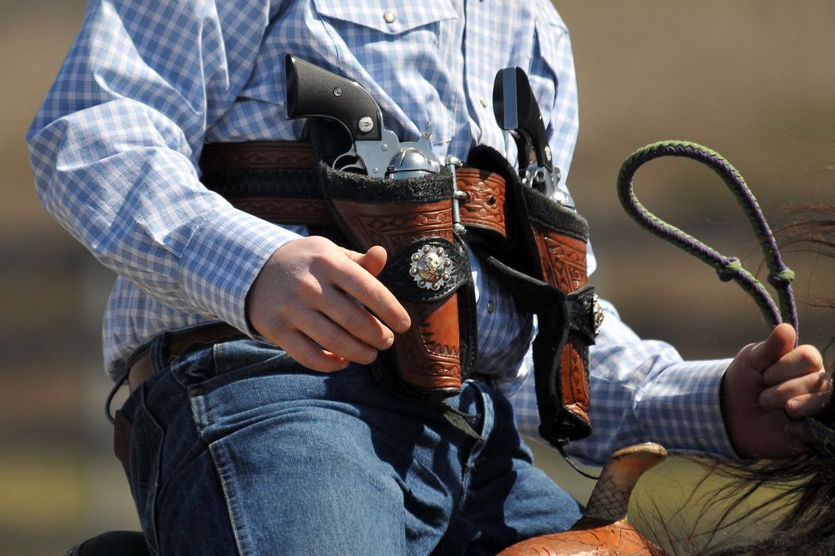Mounted shooting holster clearance