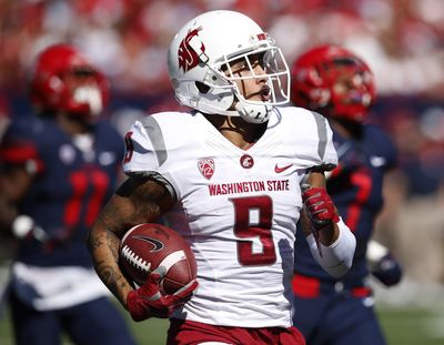 Washington State wide receiver Gabe Marks leads the Pac-12 in receiving and TD catches. (Associated Press / Associated Press)
