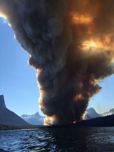 Reynolds Creek Fire from St. Mary's Lake on July 22. (The Missoulian courtesy)