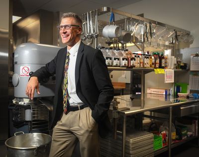 Doug Wordell, director of nutrition services for Spokane Public Schools, visits the North Central High School kitchen on Wednesday, Aug. 22, 2018. (Dan Pelle / The Spokesman-Review)