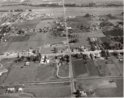 An aerial view of the corner of Sprague and Sullivan looking north, taken in 1965. Photo courtesy Spokane Valley Heritage Museum.
(Photo courtesy the Spokane Valley Heritage Museum)