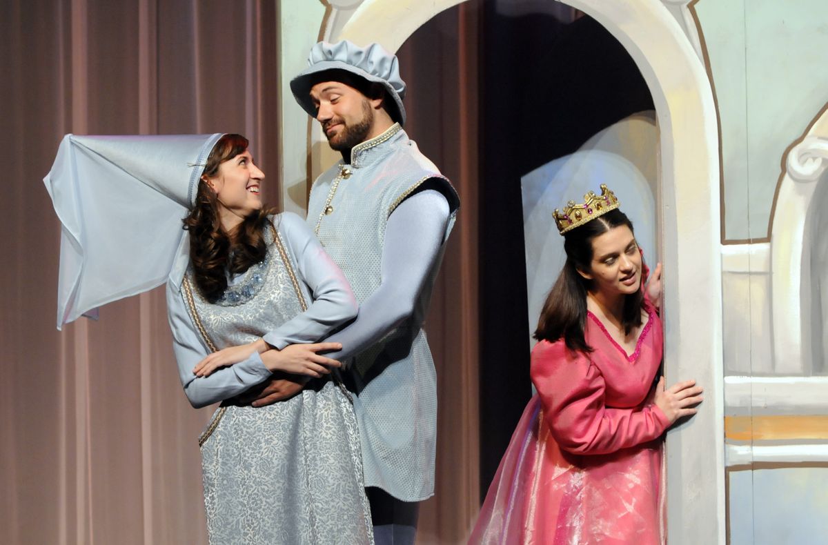 From left, Kendal Hartse, Dane Stokinger and Kat Ramsburg star in the Coeur d’Alene Summer Theatre production of “Once Upon a Mattress.”  (Photos by Jesse Tinsley / The Spokesman-Review)