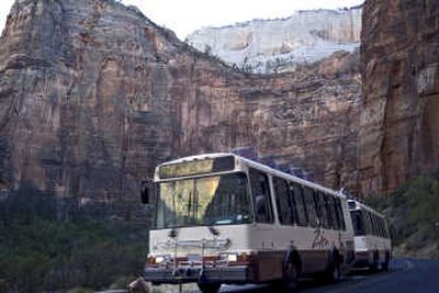 Associated Press This undated photo released by the Utah Office of Tourism shows the Zion National Park shuttle.
(Associated Press / The Spokesman-Review)