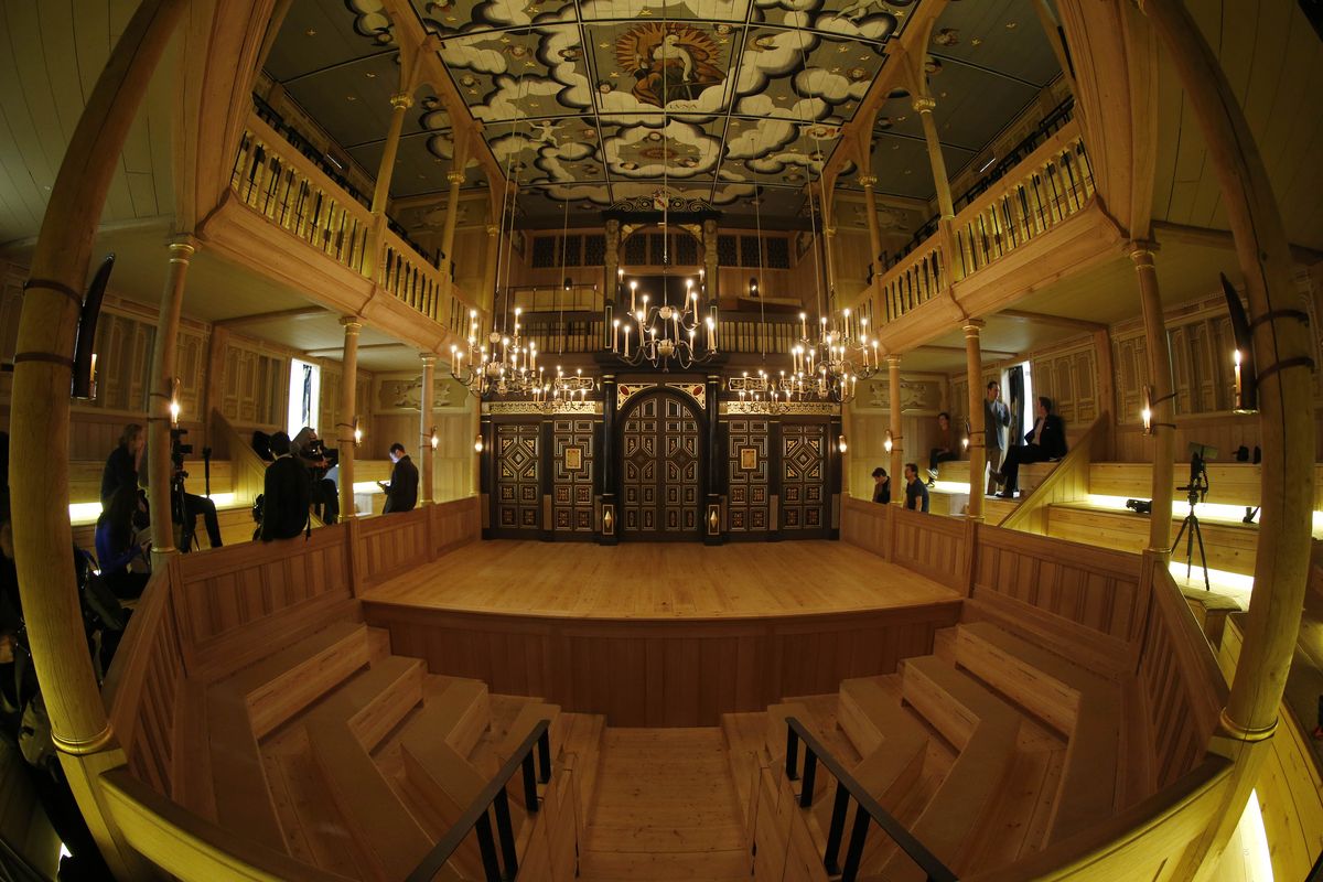 The new Sam Wanamaker Playhouse at the Globe in London is a reproduction of a Jacobean playhouse, seating 340 people in tiered galleries. (Associated Press)