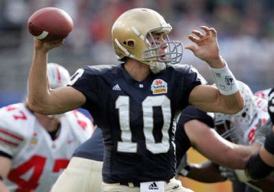 
Notre Dame quarterback Brady Quinn is a Heisman Trophy favorite and his Fighting Irish team expects to contend for the BCS championship. 
 (Associated Press / The Spokesman-Review)