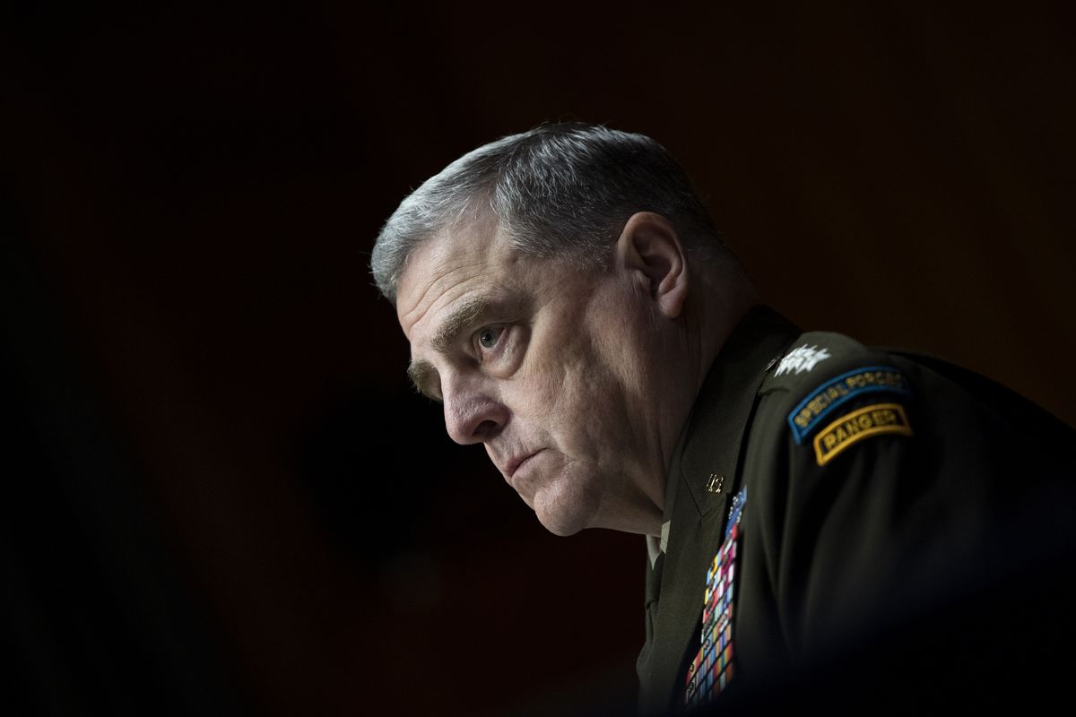 Chairman of the Joint Chiefs Chairman Gen. Mark Milley testifies June 17 before a Senate Appropriations Committee hearing to examine proposed budget estimates and justification for fiscal year 2022 for the Department of Defense in Washington.  (Caroline Brehman)