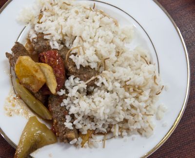 A Turkish meal serve from a shipping container was a welcome change from the normal base food. (Colin Mulvany / The Spokesman-Review)