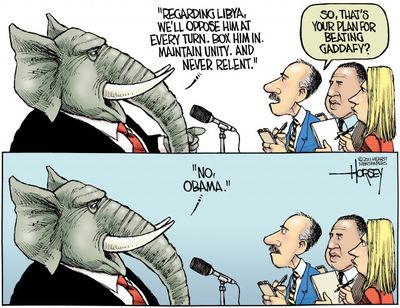 David Horsey,davidhorsey.com,seattlepi.com
GOP stance on Libya...
