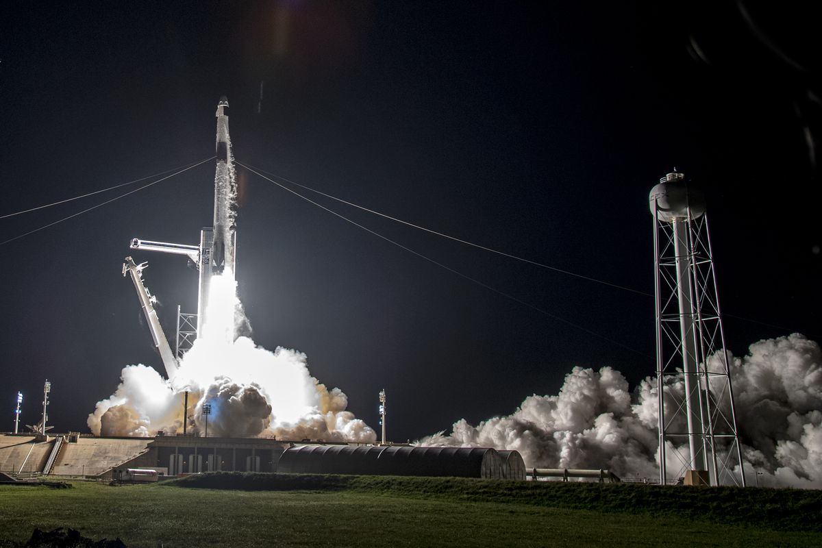 The SpaceX launch of the Inspiration4 crew of civilian astronauts led by Jared Isaacman on Sept. 15, 2021. (MUST CREDIT: Jonathan Newton/The Washington Post)  (Jonathan Newton/The Washington Post)