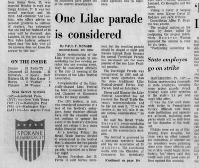 The Lilac Festival Association was considering consolidating its parades – the Armed Forces Day Parade and the Torchlight Parade – into one event.  (Spokesman-Review archives)