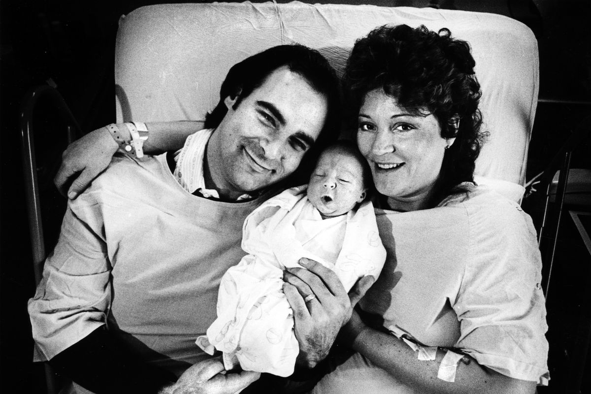 1983: Pat and Kathy Easter cuddle with Chris after he was delivered by cesarean section at Deaconess Medical Center.
