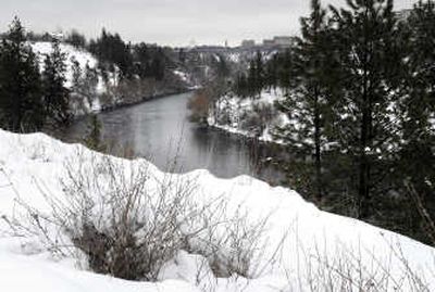 
Deep snow covers the north bank  of the Spokane River looking toward downtown Spokane.    Online: Read EPA review of draft pollution discharge permits at spokesman review.com    
 (Dan Pelle / The Spokesman-Review)