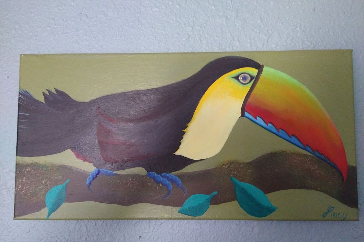 Erika Kienas painted this toucan. She was an avid artist and loved the outdoors, her mother said.   (Yvonne Reiner courtesy photo)