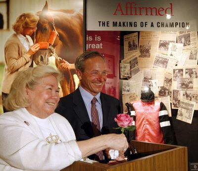 Patrice Wolfson, in 2008 with Steve Cauthen, talks about the legacy of thoroughbred racehorse Affirmed. (Associated Press)