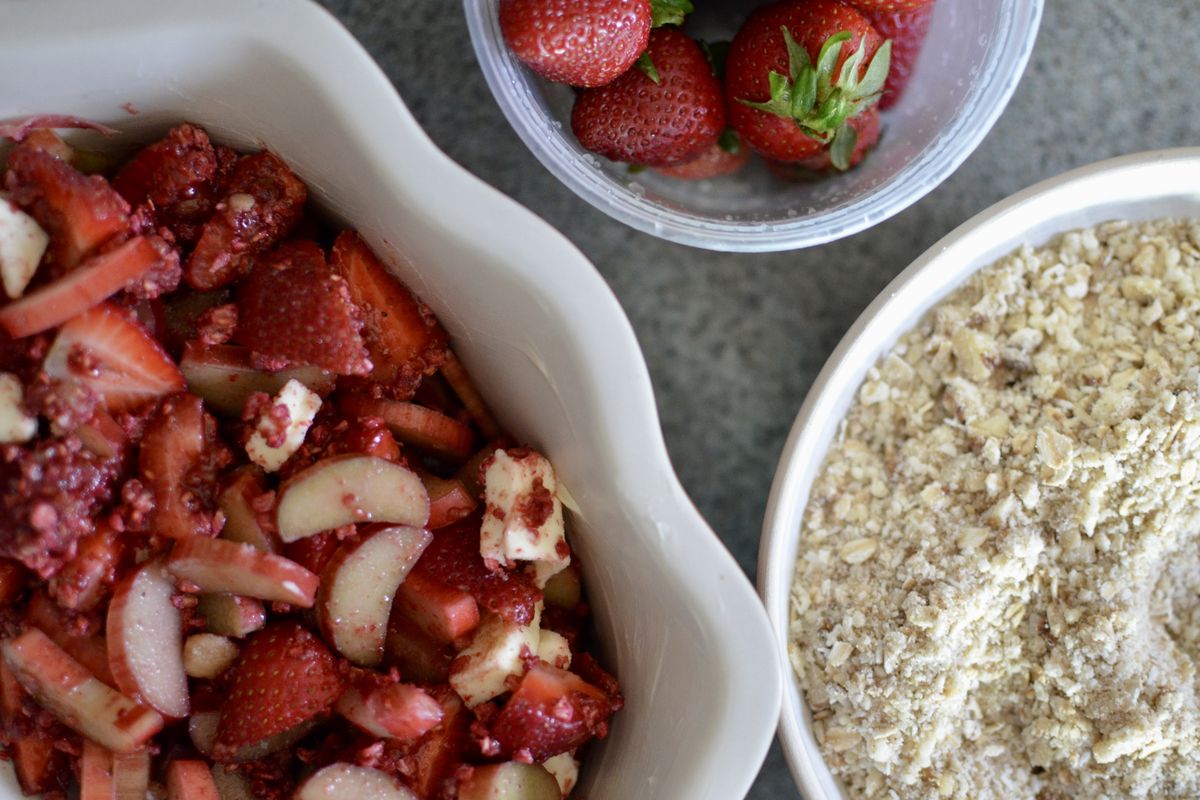 Berries, rhubarb, cherries and peaches are just about ready to make summer fruit crisp.  (Ricky Webster/For The Spokesman-Review)