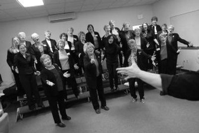 
Riversedge Chorus hit the big finish during a recent practice in Spokane Valley. 
 (Photos by BRIAN PLONKA / The Spokesman-Review)