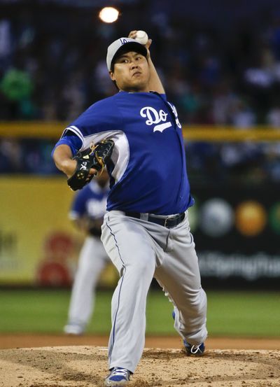 Injured Dodgers starter Hyun-Jin Ryu has not taken the mound this season. (Associated Press)