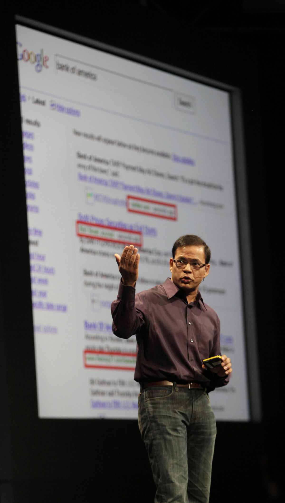 Google fellow Amit Singhal talks about real-time search, a new feature for the Google search engine, on Monday.