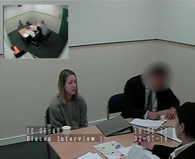 In this frame from a video, Lucy Letby is questioned following her arrest on July 3, 2018, in Chester, England. Letby, a former nurse at the Countess of Cheshire Hospital, was convicted on Friday of murdering seven babies and attempting to murder six more in the hospital’s neonatal ward between 2015 and 2016. She was found not guilty of two counts of attempted murder, while the jury did not reach verdicts on six further counts of attempted murder. A judge handed her a life sentence Monday.  (Handout/Getty Images North America/TNS)