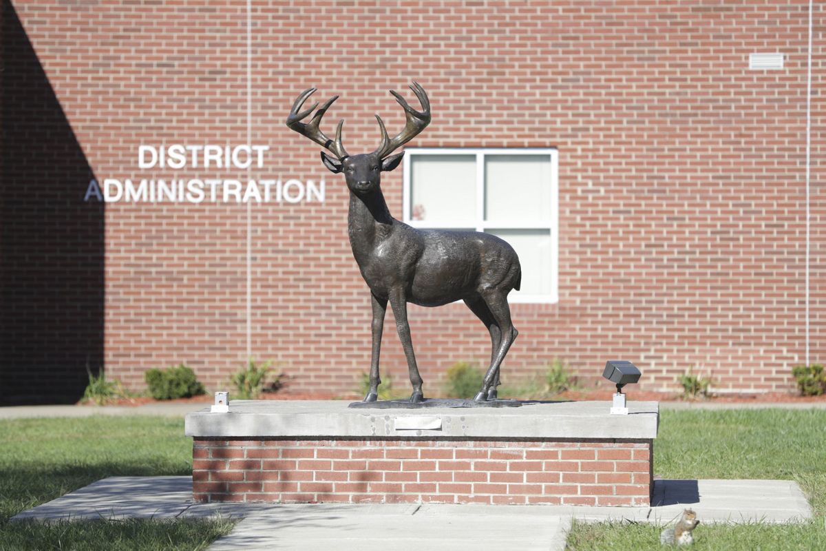 This Sept. 2021 photo shows Dunmore High School in Dunmore, Pa. Four teenagers have been charged with a plot to attack a Pennsylvania high school in 2024, on the 25th anniversary of the massacre at Colorado's Columbine High School, authorities said, Friday, Sept. 24, 2021. A 15-year-old girl and 15-year-old boy are charged as adults and two other teenagers face juvenile charges in the plan to attack Dunmore High School, outside Scranton, on April 20, 2024, authorities said.  (Jake Danna Stevens)
