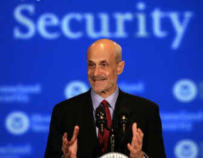 
Secretary of Homeland Security Michael Chertoff gestures as he speaks about the direction of the Homeland Security Department Wednesday at George Washington University.
 (Associated Press / The Spokesman-Review)