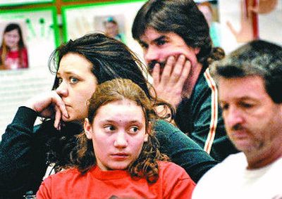 
Concerned residents attend a school board meeting Wednesday about the school's possible closing.
 (Brian Plonka / The Spokesman-Review)