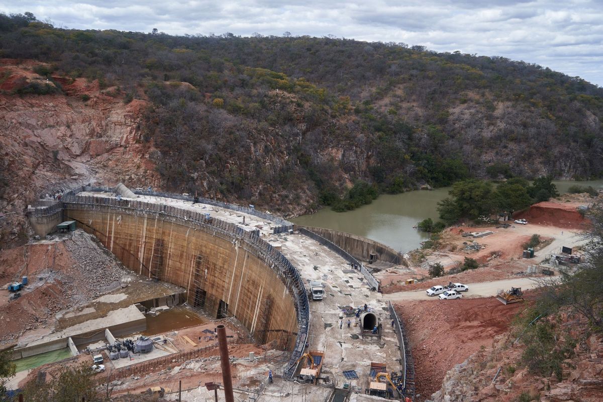 The Gwayi-Shangani dam under construction, 153 miles northwest of Bulawayo, Zimbabwe.  (Godfrey Marawanyika/Bloomberg)