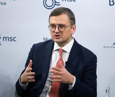Dmytro Kuleba, Ukrainia’s minister of foreign affairs, attends the Munich Security Conference on Feb. 17 in Munich. Kuleba will visit India this month to rally support for a global peace initiative to end the Russia-Ukraine war.  (Johannes Simon/Getty Images Europe/TNS)