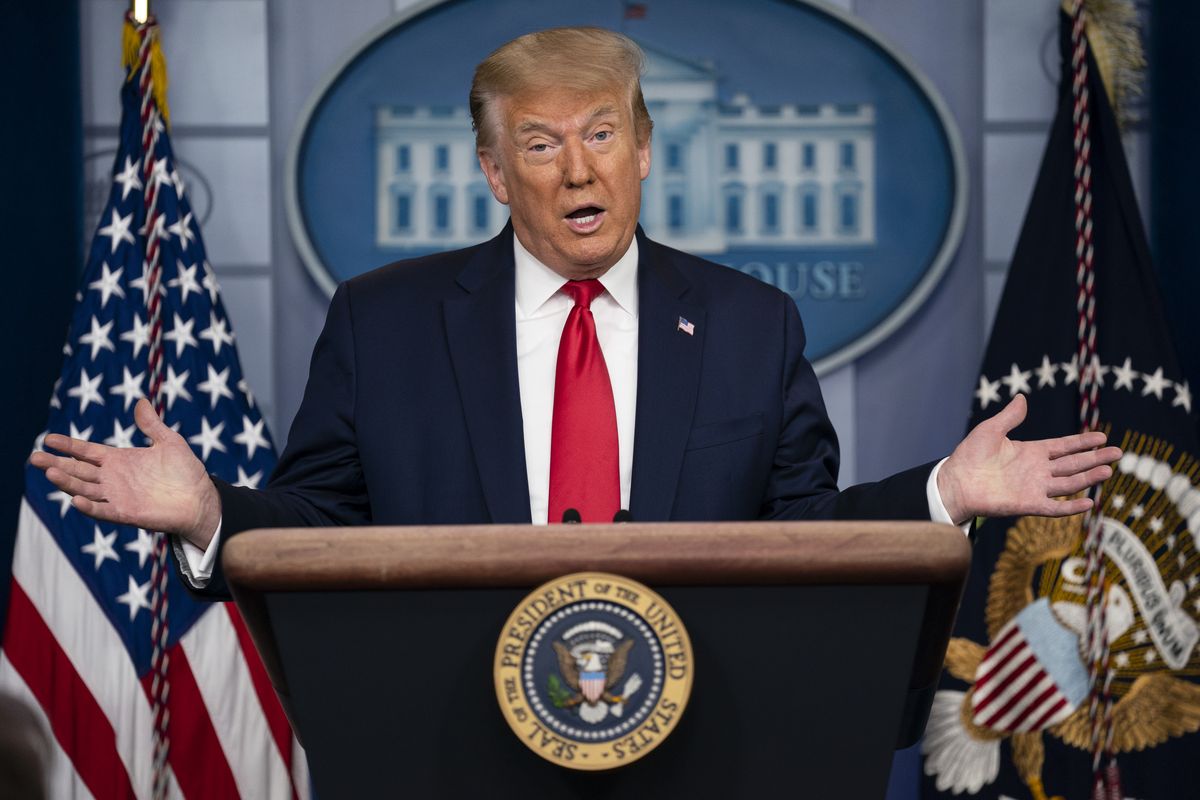 President Donald Trump speaks during a news briefing at the White House, Thursday, July 2, 2020, in Washington.  (Evan Vucci)