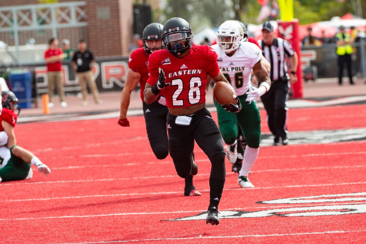 Antoine Custer Jr.  runs for a first-quarter, 62-yard touchdown against Cal Poly on Sept. 22 at Roos Field in Cheney. (Libby Kamrowski / The Spokesman-Review)