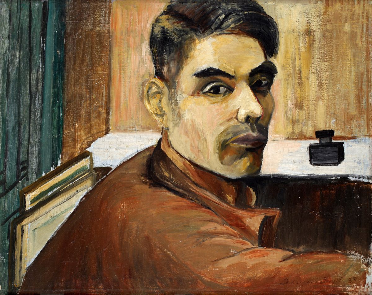 Takuichi Fujii’s “Self Portrait,” painted in 1935, from “Witness to Wartime,” now on display at the MAC.  (Courtesy)