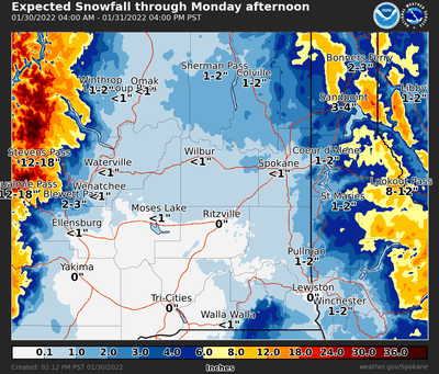 Up To An Inch Of Snow To Fall In Spokane Overnight Sunday, Strong Winds ...