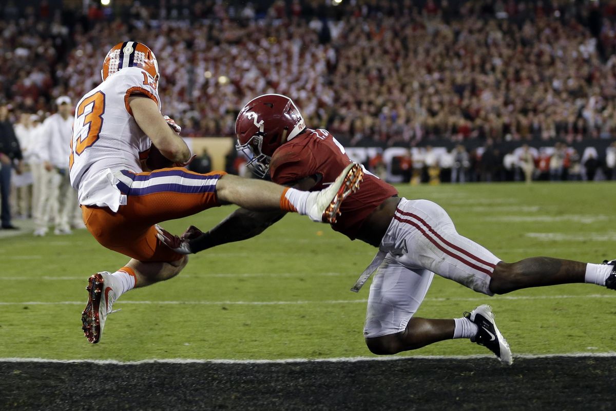 Clemson’s Hunter Renfrow caught two touchdown passes, including the national-championship winner against Alabama. (David J. Phillip / Associated Press)