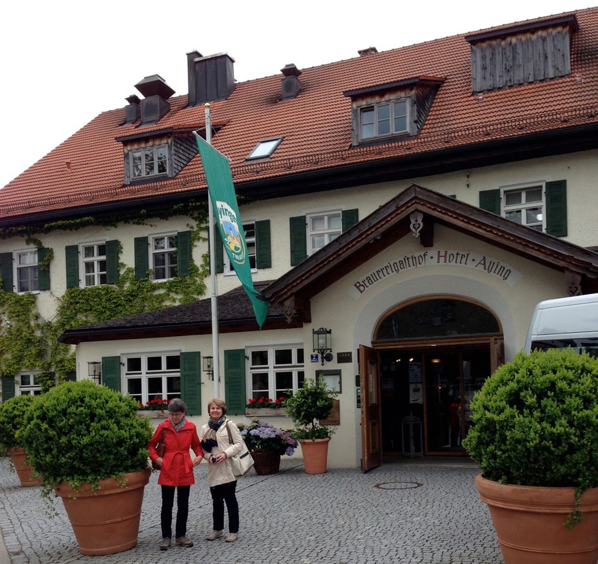 Guests outside the Hotel Aying, a “Brauereigasthof” (brewer’s inn) in the Bavarian village of Aying.